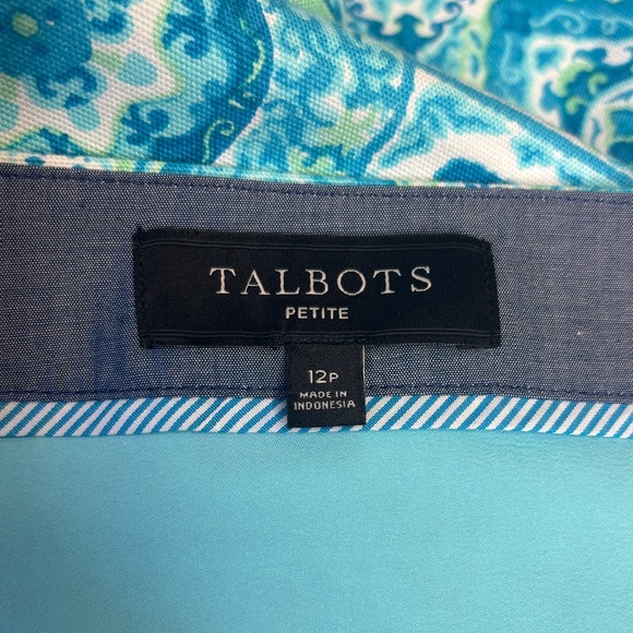 💙 Talbots Turquoise Patterned Skirt Women’s 12P Lined Cotton Stretch Petite 💙 - Picture 9 of 14
